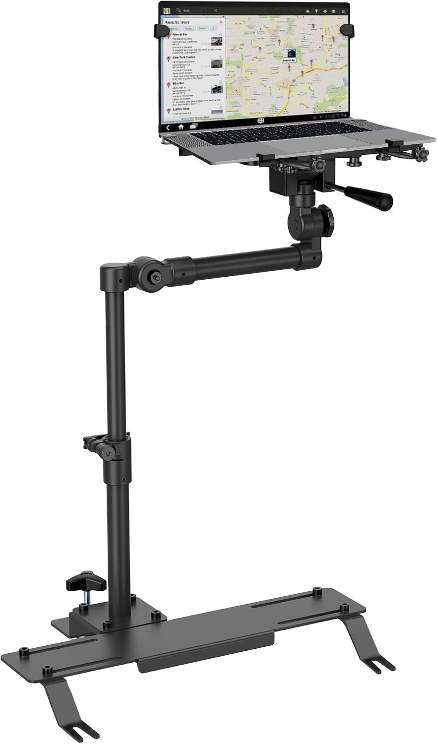 Mount-It! Car Laptop Mount, No-Drill Passenger Seat Laptop Stand with Cooling Tray for Up to 17″ Laptops & Tablets, Adjustable Full Motion Vehicle Laptop Mount