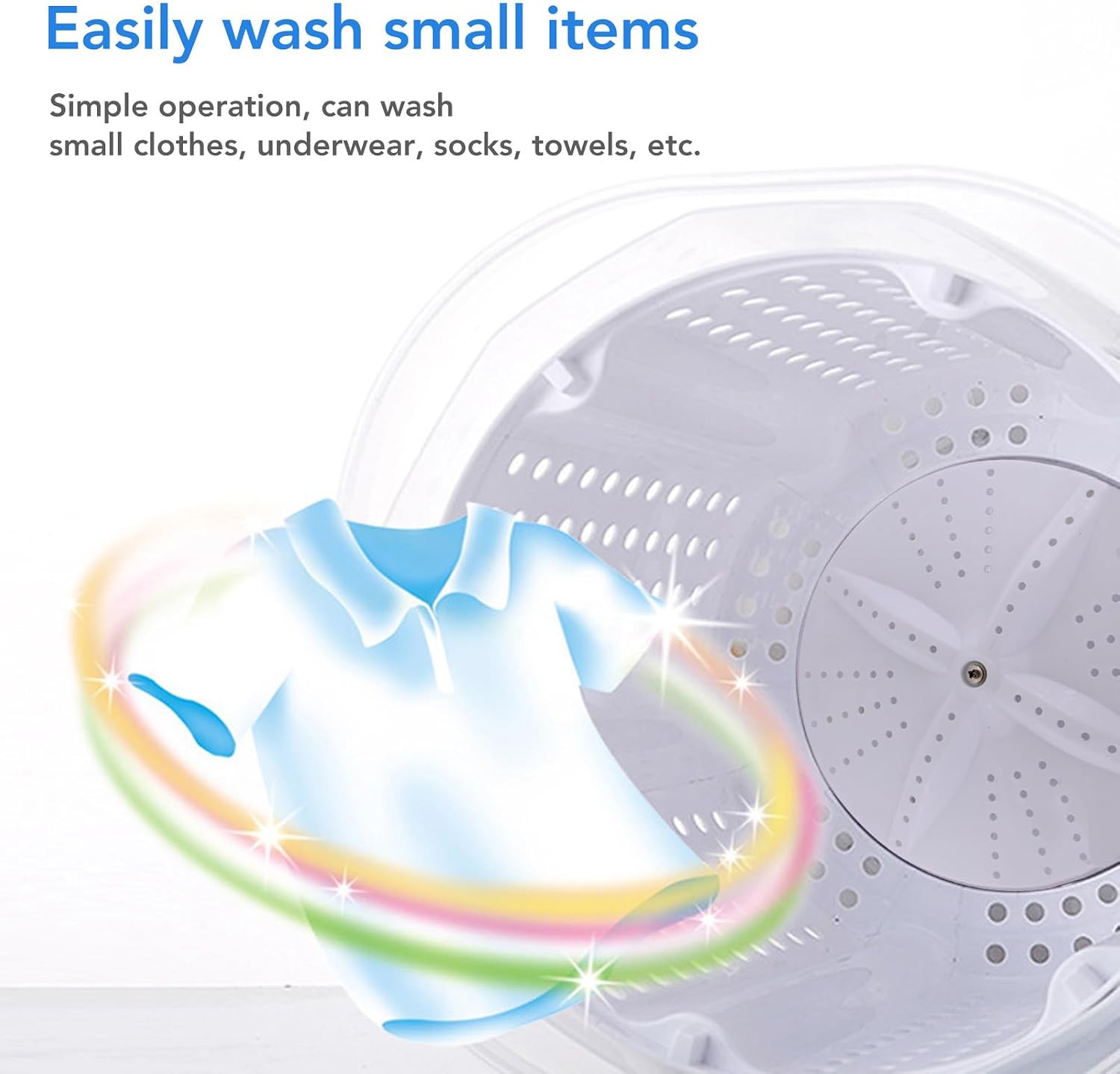 Portable Mini Washing Machine, 1200RPM Fast Dry Manual Hand Clothes Washer, Small Clothes Folding Washing Machine for Underwear Baby Clothes Socks (Nordic Grey)