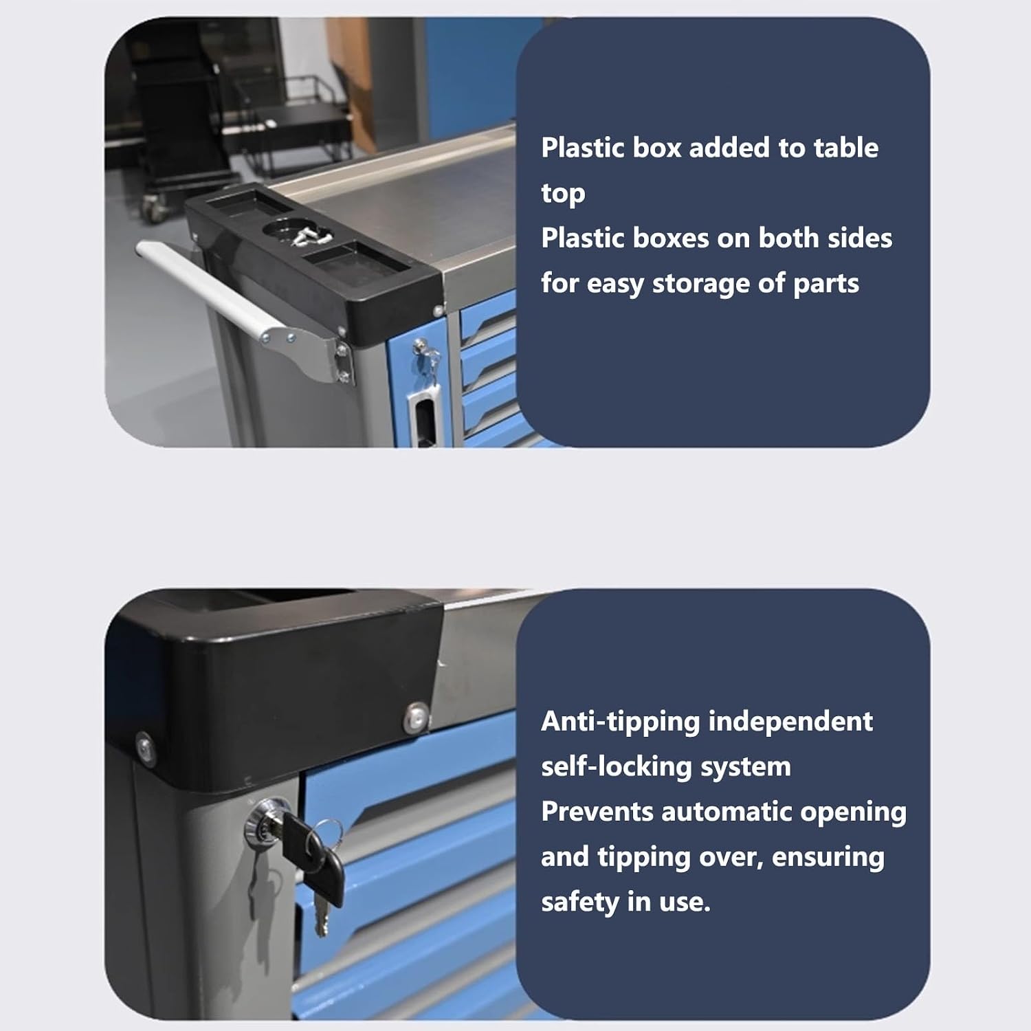 Multifunctional Tool Chest with 7 Drawers, Rolling Tool Cabinet with Wheels, Toolbox with Independent Self-Locking Anti-Tip System, for Warehouse&Workshop for Garage