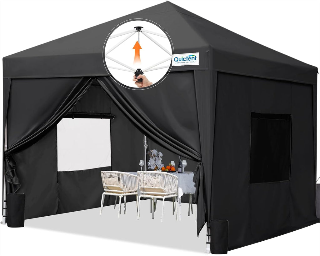 Quictent Privacy 10x10 Pop up Canopy Tent with Sidewalls and Roll-up Ventilated Windows, One Person Easy Setup, Outdoor Commercial Gazebo Shelter Enclosed Waterproof, Bonus 4 Sandbags