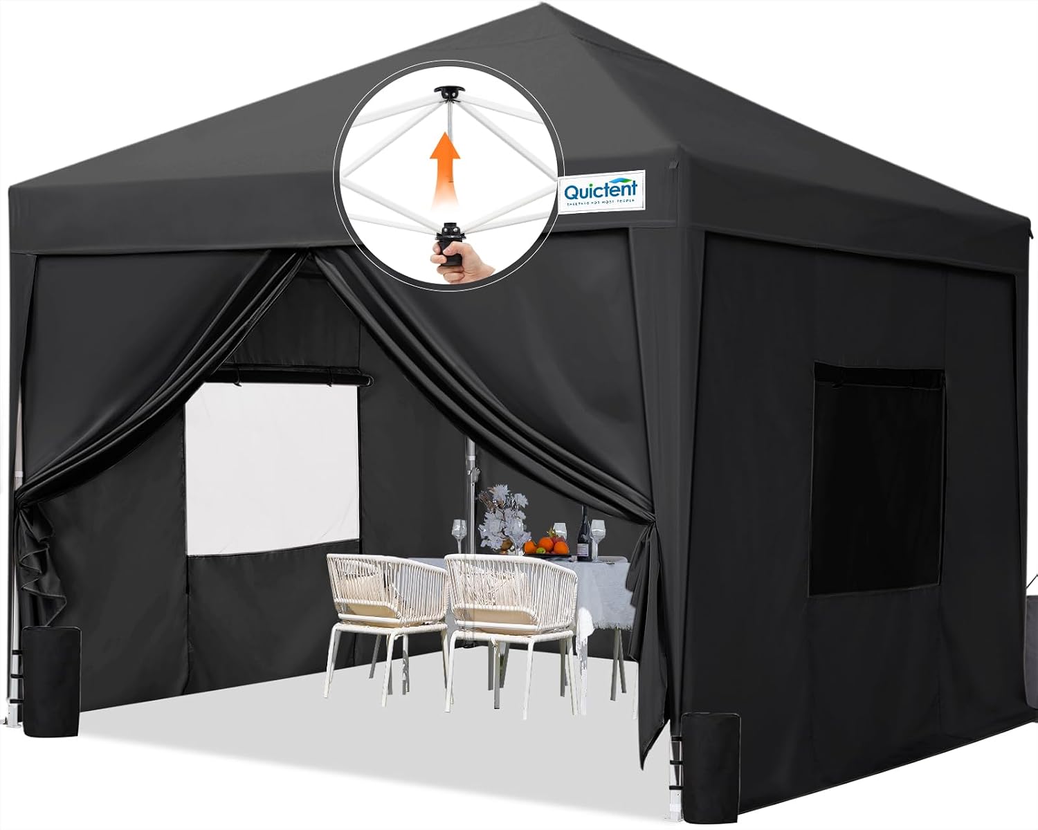 Quictent Privacy 10x10 Pop up Canopy Tent with Sidewalls and Roll-up Ventilated Windows, One Person Easy Setup, Outdoor Commercial Gazebo Shelter Enclosed Waterproof, Bonus 4 Sandbags