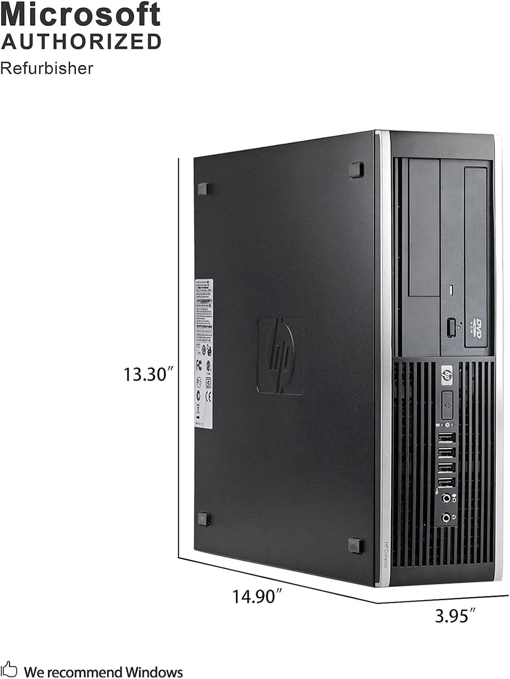 HP Elite Desktop Computer, Intel Core i5 3.1GHz, 8GB RAM, 1TB SATA HDD, Keyboard & Mouse, Wi-Fi, Dual 19in LCD Monitors (Brands Vary), DVD-ROM, Windows 10, (Renewed)
