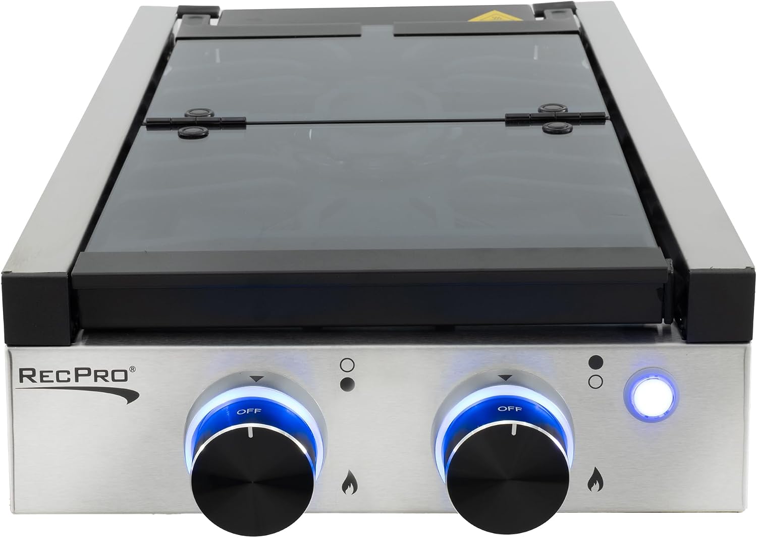 RecPro RV Built In Gas Cooktop | 2 Burner or 3 Burner | RV Cooktop Stove | 6,500 and 8,000 BTU Burners | Cover Included (Stainless Steel, 2-Burner)