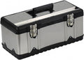 Tool Box Toolbox Thick Stainless Steel Toolbox Storage Box Metal Latch Tool Storage and Removable Tray Non-Slip Handle (4 Sizes) Tool Storage(Silver,Large)