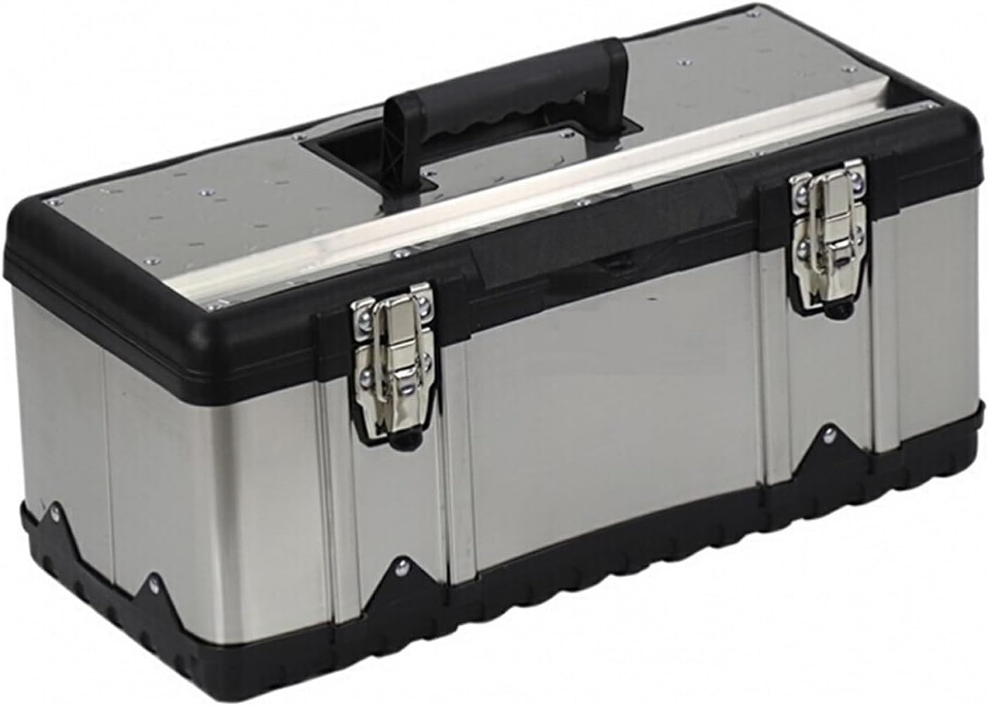 Tool Box Toolbox Thick Stainless Steel Toolbox Storage Box Metal Latch Tool Storage and Removable Tray Non-Slip Handle (4 Sizes) Tool Storage(Silver,Large)