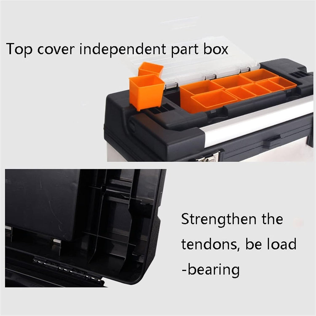 Portable Tool Box Tool Box, Stainless Steel and Plastic Construction - Removable Tray, Tool Box Organizer with Aluminum Handle Double Lock Small Parts Box (Size : 50 * 22.5 * 25cm)