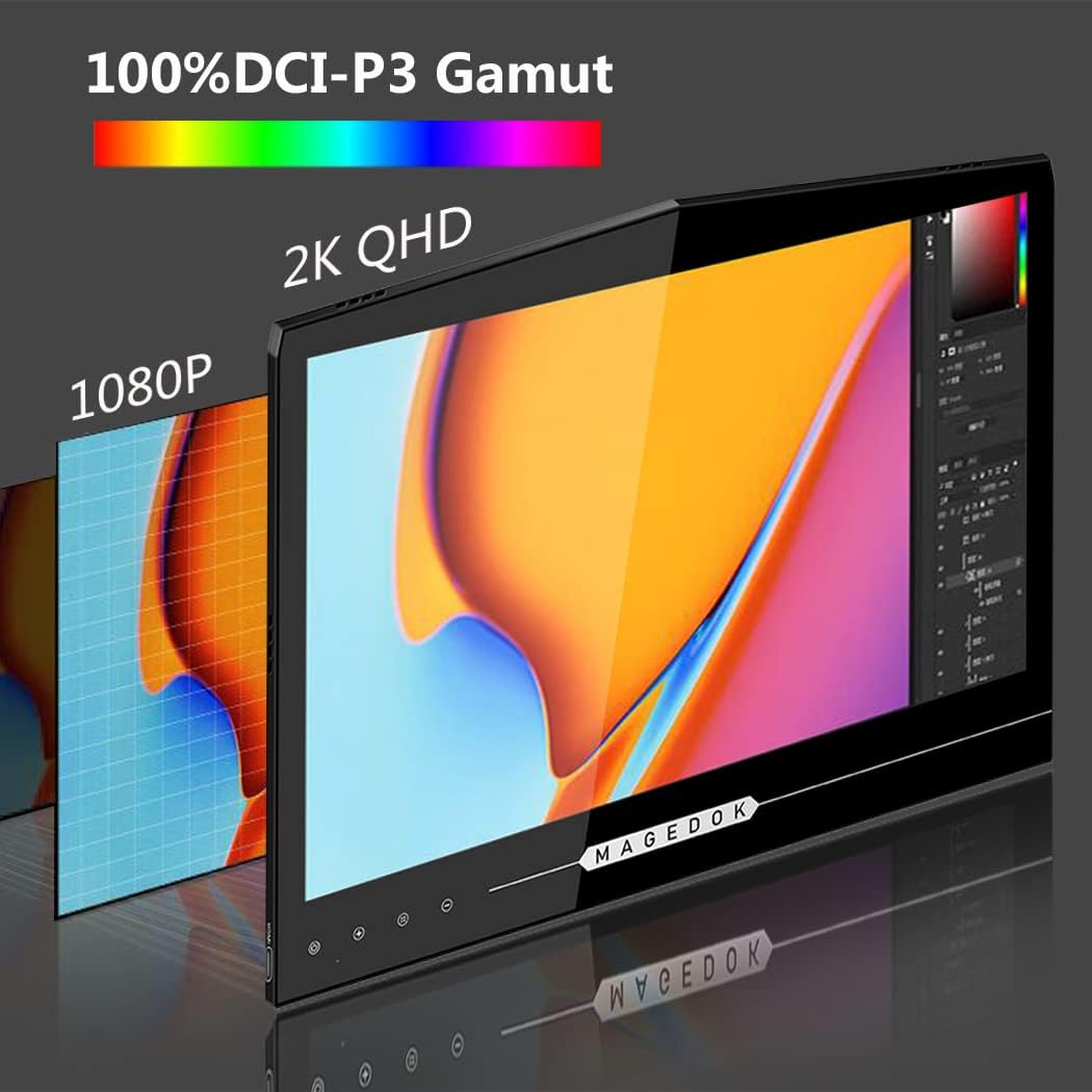 OLED Portable Touchscreen Monitor, 13.3' 2K 1MS Portable Gaming Monitor 100% DCI-P3 Ultra-Thin Computer External Display, External Second Screen USB C/HDMI with Smart Cover