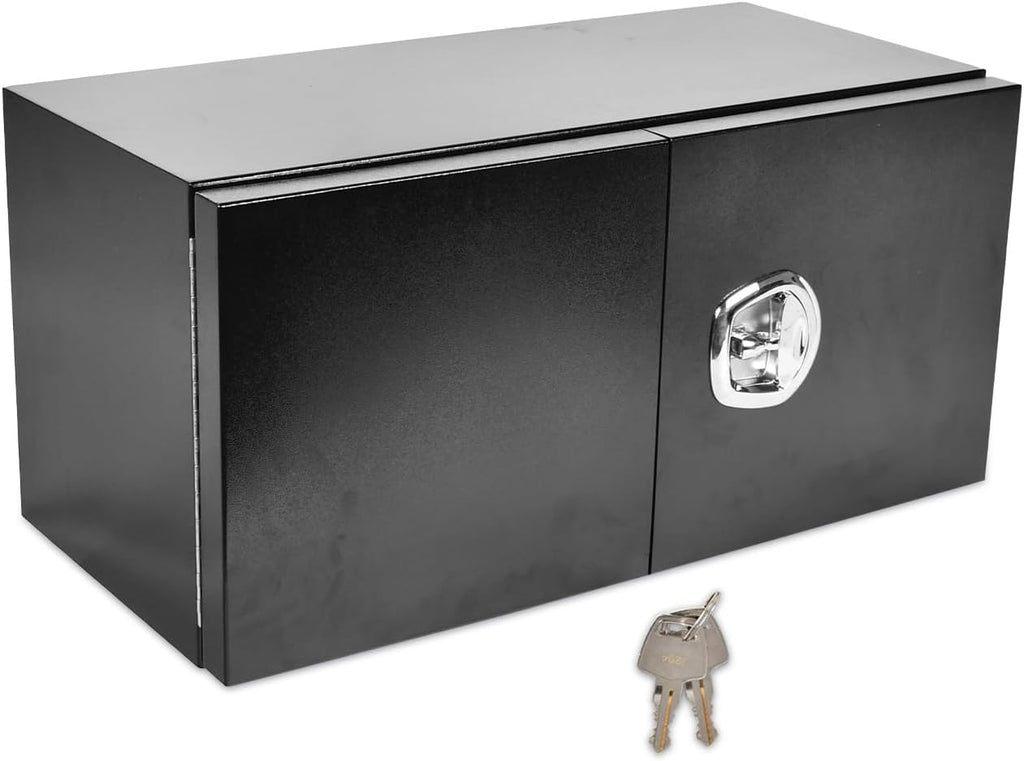 SSN 36'' Inch Black Steel Underbody Truck Box with T-Handle Latch and Barn Door,18 X 18 X 36 Inch Truck Bed Tool Box,Waterproof and Durable Toolbox,for Storage and Organization