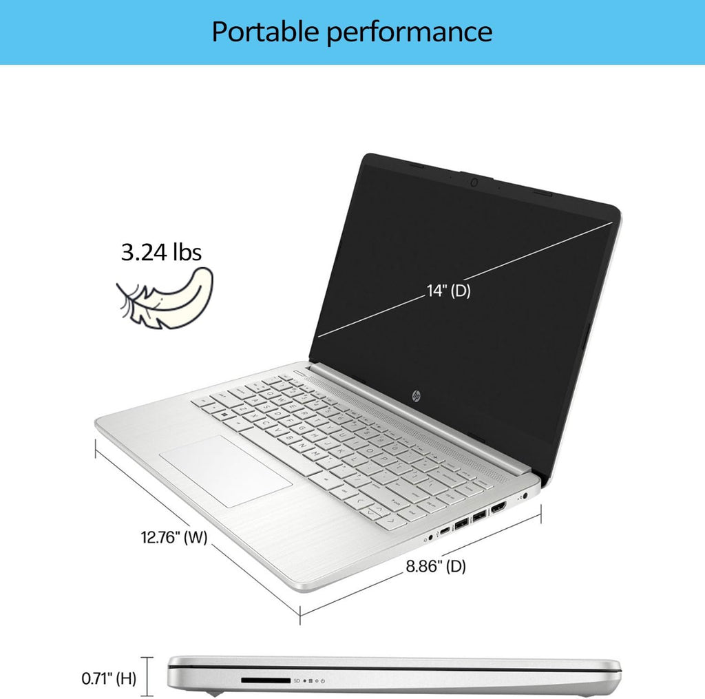 HP Daily Laptop, 14' HD Display, Intel Pentium Silver N5030 Processor, 8GB RAM, 256GB SSD, Webcam, HDMI, SD Card Reader, Wi-Fi, Windows 11 Home, Silver (Renewed)