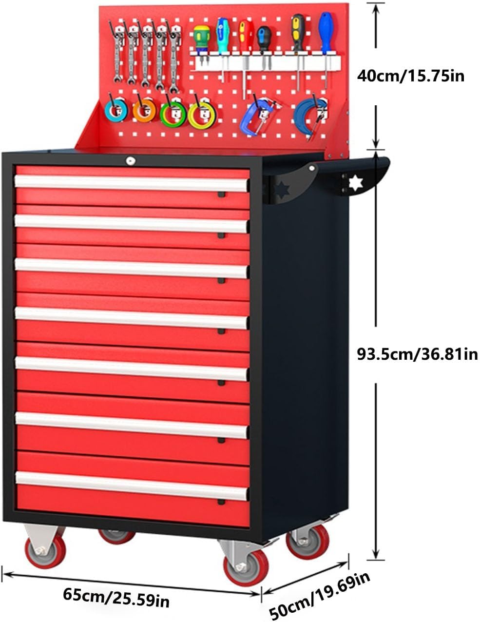 Toolbox 7 Drawer Rolling Tool Chest, Multifunctional Toolbox with Wheels, Tool Organizer Box for Garage, Warehouse, Workshop, Repair Shop Tool Box(Black)