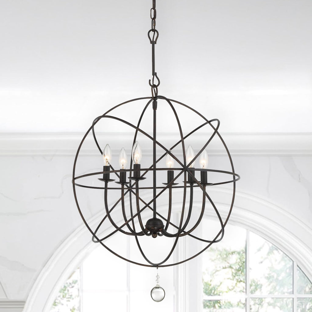 Crystorama Solaris 6 Light English Bronze Sphere Chandelier