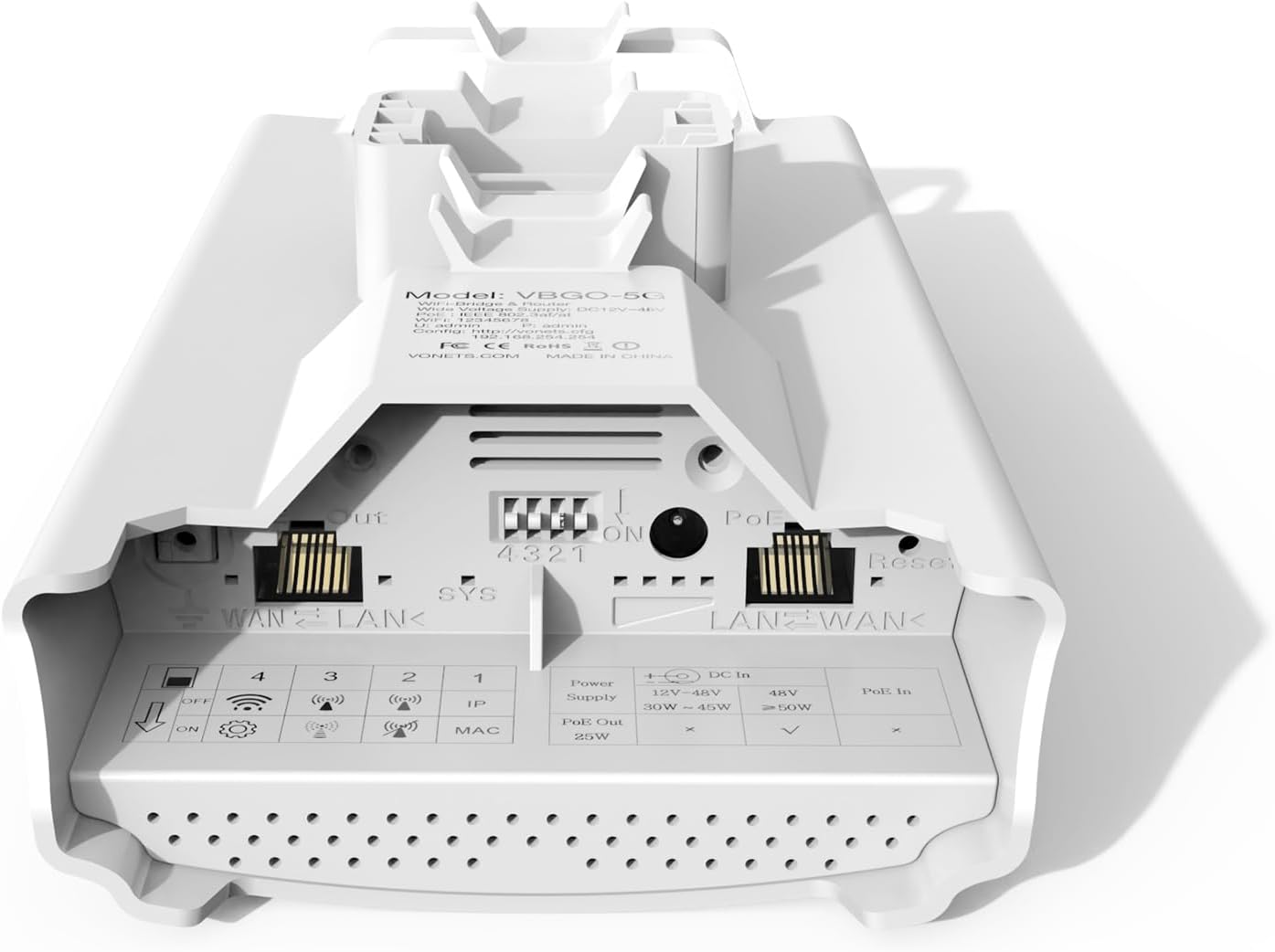 VBGO 5G WiFi Bridge Pair 5.8GHz Band Support Wireless Kit High Speed 1800Mbps Outdoor Connectivity Device High Bandwidth Applications Robust Performance for Reliable Internet Access