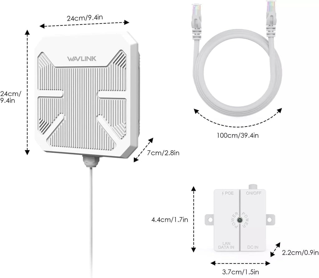 WAVLINK AX3000 Outdoor WiFi 6 Extender, Dual Band Long Range WiFi Repeater/Wireless Access Point/Router with PoE/ 3KM PtP Transmission, IP67 Waterproof, Supports Up to 256 Devices for Camping, Farm