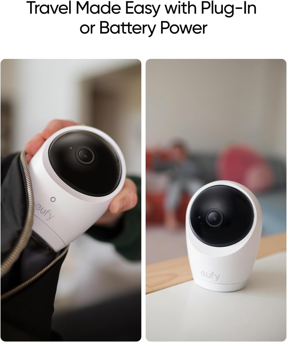 eufy Baby Monitor E20, 2K Resolution, 5'' 720p Display, Hybrid Connection, Wi-Fi & No Wi-Fi Control, Pan-Tilt, 4× Zoom, Night Vision, Built-in Battery Camera, ANR, Smart Alerts, 24/7 Recording