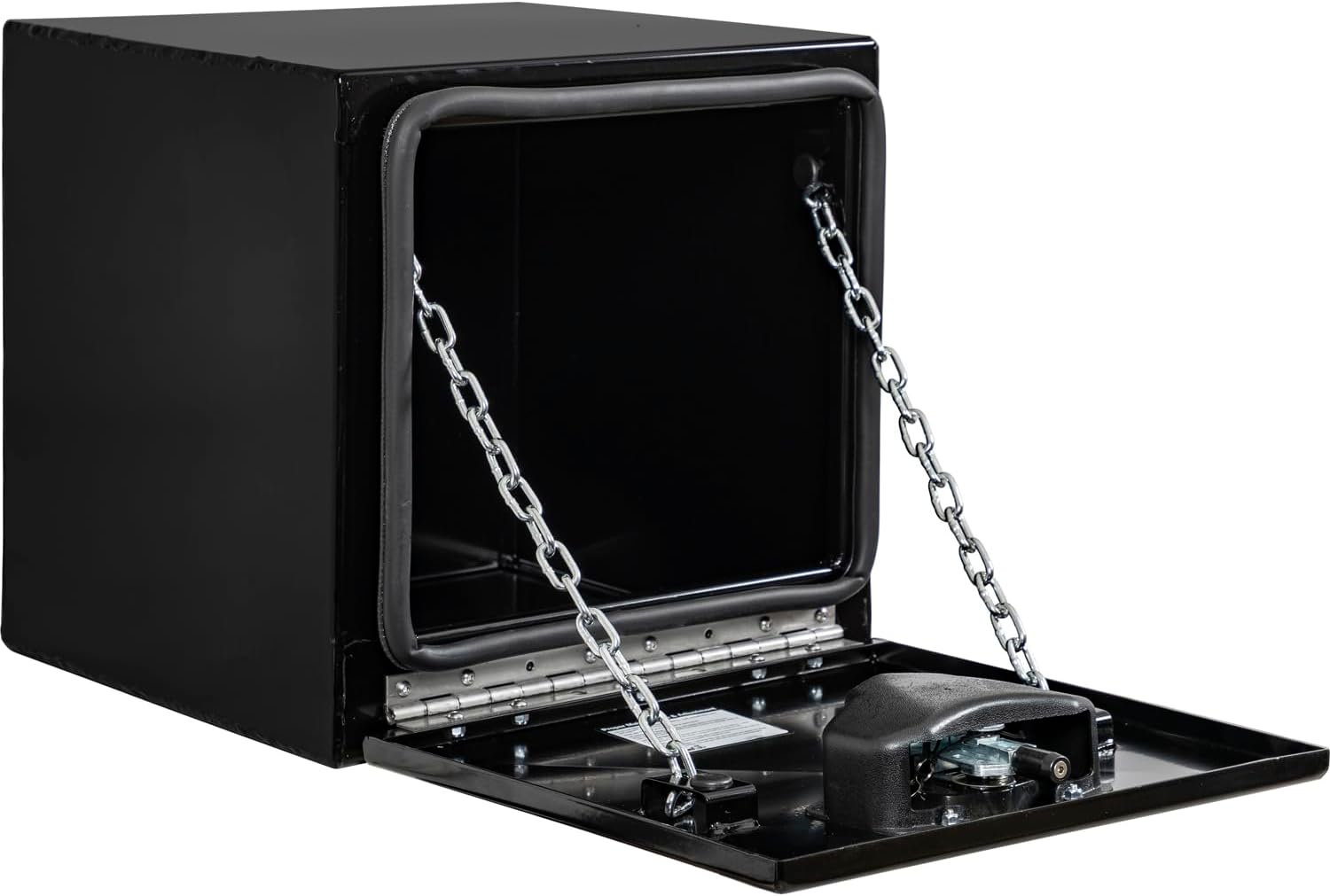 Buyers Products 1752799 Pro Series Stainless Steel Underbody Truck Tool Box, 18 x 18 x 18 In, 12 Ga Powder-Coated Steel, Locking T-Latch, Weatherproof Drop Door, Continuous Hinge, Black, Made in USA