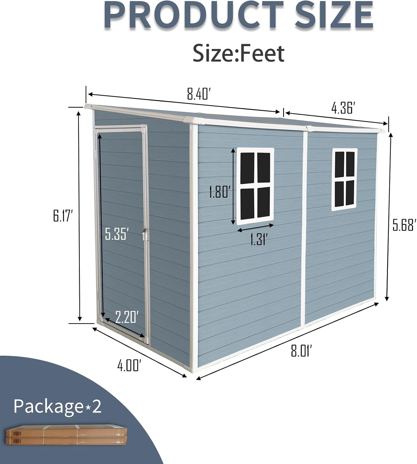 4' x 8' Outdoor Storage Shed, Resin Garden Shed with Windows, Lockable Door and Vents, Plastic Tool Storage for Patio Furniture, Lawnmower and Bike Storage, All Weather Use (4' x 8')