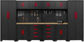Garage Storage Cabinet System - 2 * 6-Pcs Workshop Set with Steel Cabinet Drawers, Tool Chest, Workbench, Pegboard for Tool Organization