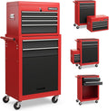 IRONMAX Rolling Tool Chest, 6-Drawer Lockable Tool Cabinet w/ 4 Universal Wheels, 2 in 1 Detachable Tool Box Storage Organizer for Garage Workshop Repair Shop (6-Drawer, Black & Red)
