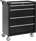 Garvee Rolling Tool Chest, 4 Drawers Tool Storage Cabinet, Toolbox with Wheels, Portable Tool Cabinet Organizer with Locking System & Drawer Liners, Tool Storage Cart for Garage, Workshop, Black