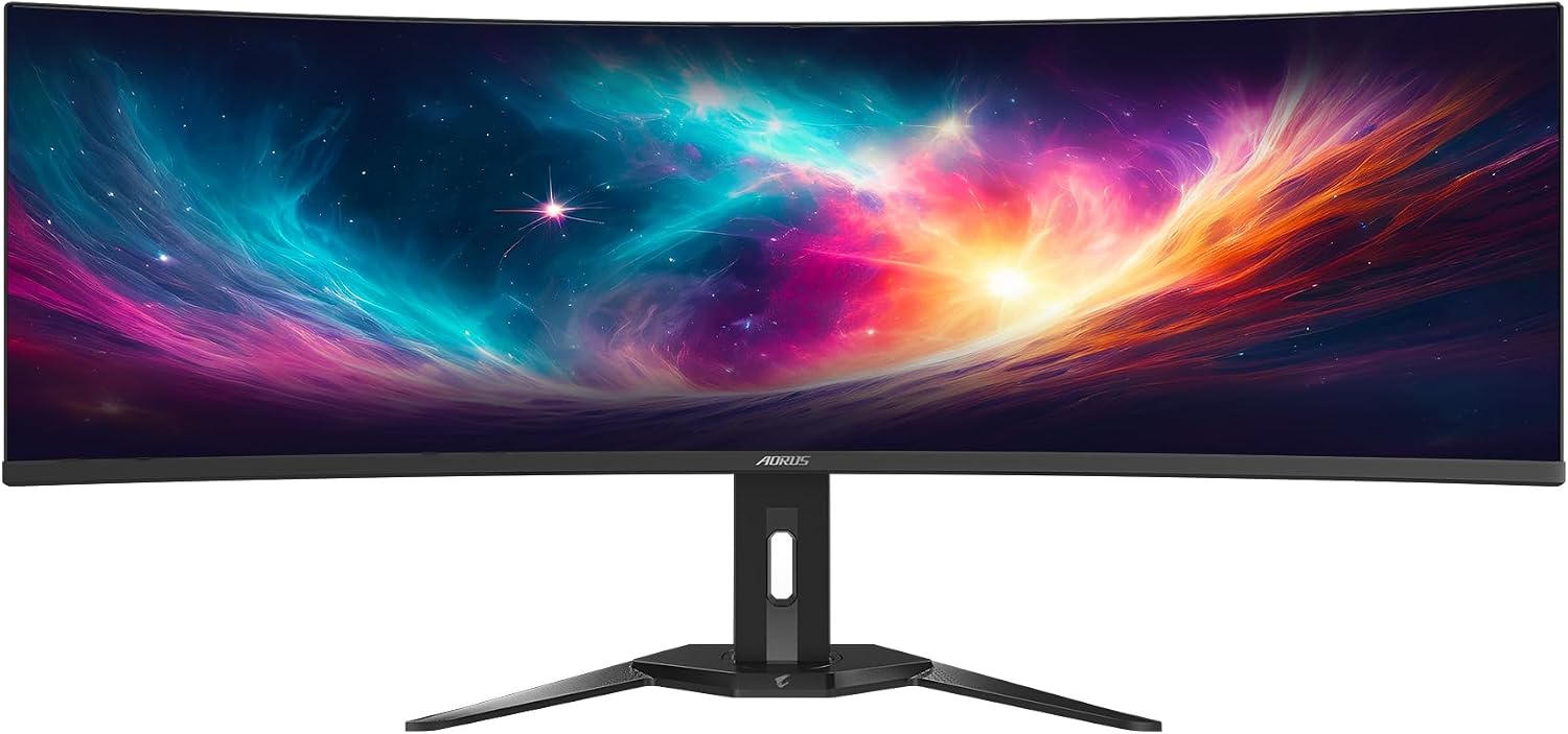GIGABYTE - AORUS CO49DQ - 49' QD OLED - 5120x1440 DQHD 32:9-1800R - 144Hz - 0.03ms GTG - AMD FreeSync Premium Pro - Super Ultrawide - KVM - HDMI, DP, Type C - Height Adjustable - Black