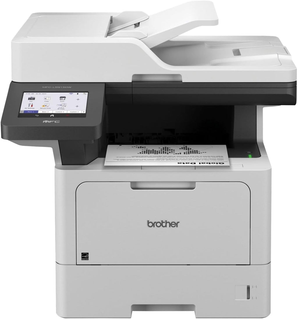 Brother Professional Laser Printer All-in-One with Scanner and Copier, High-Speed 50 ppm Monochrome Printing, Wireless Network Ready, Dual-Band WiFi, Auto 2-Sided Print (MFC-L5915DW)