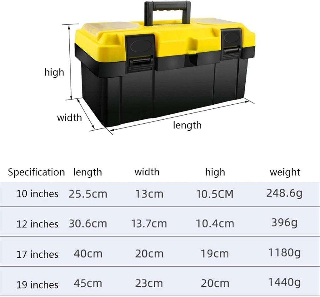 Portable Tool Box Plastic Tool Box Portable Tool Box Lockable Tool Box with Removable Tool Tray Electrician Auto Repair Box Storage Box Small Parts Box (Size : 19 inches)