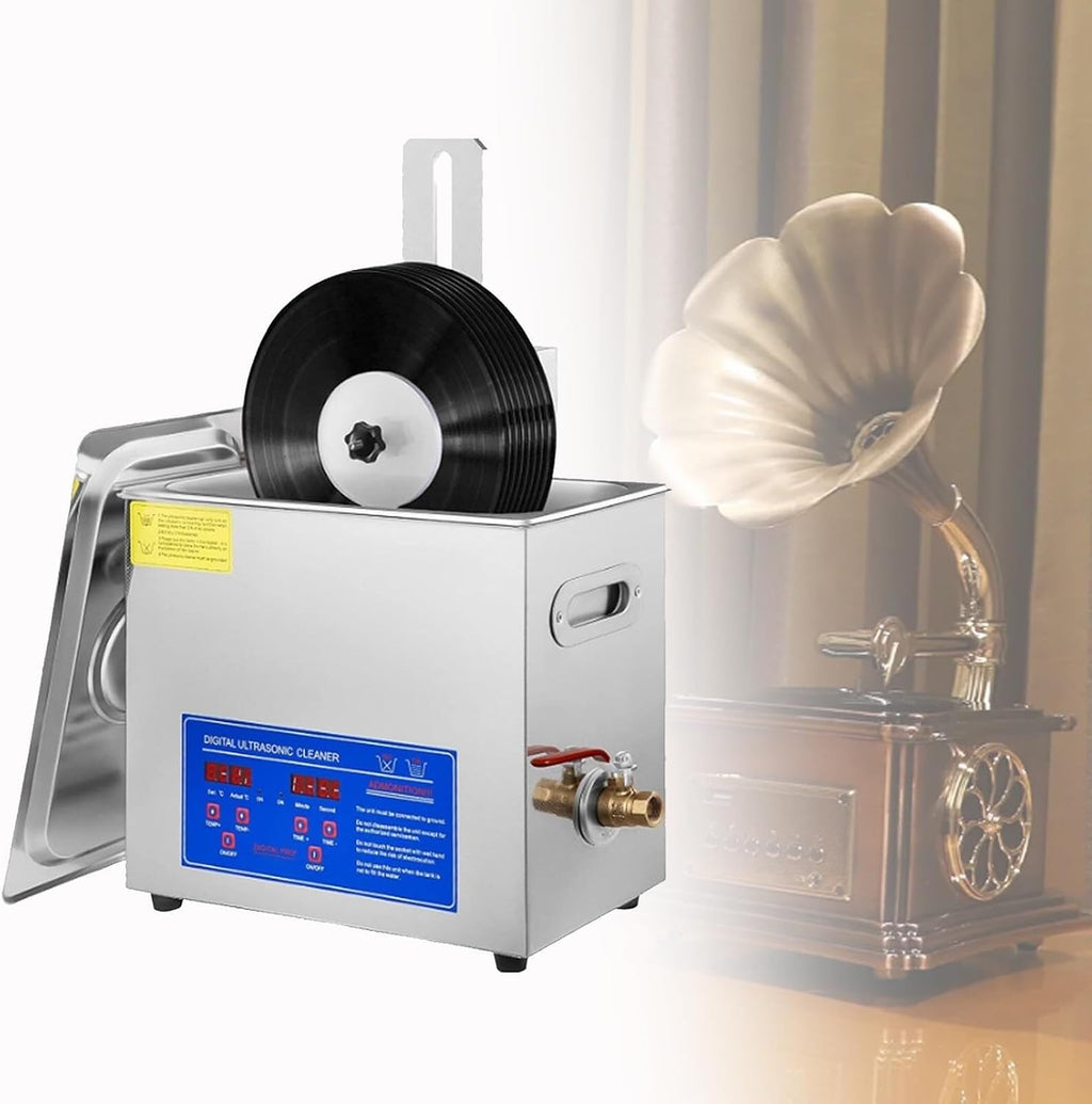 Phonograph Disc Ultrasound Washing Machine, 8 Records Vinyl Sonics Cleaner, 6L Ultrasonic Vinyl Records Cleaning Machine