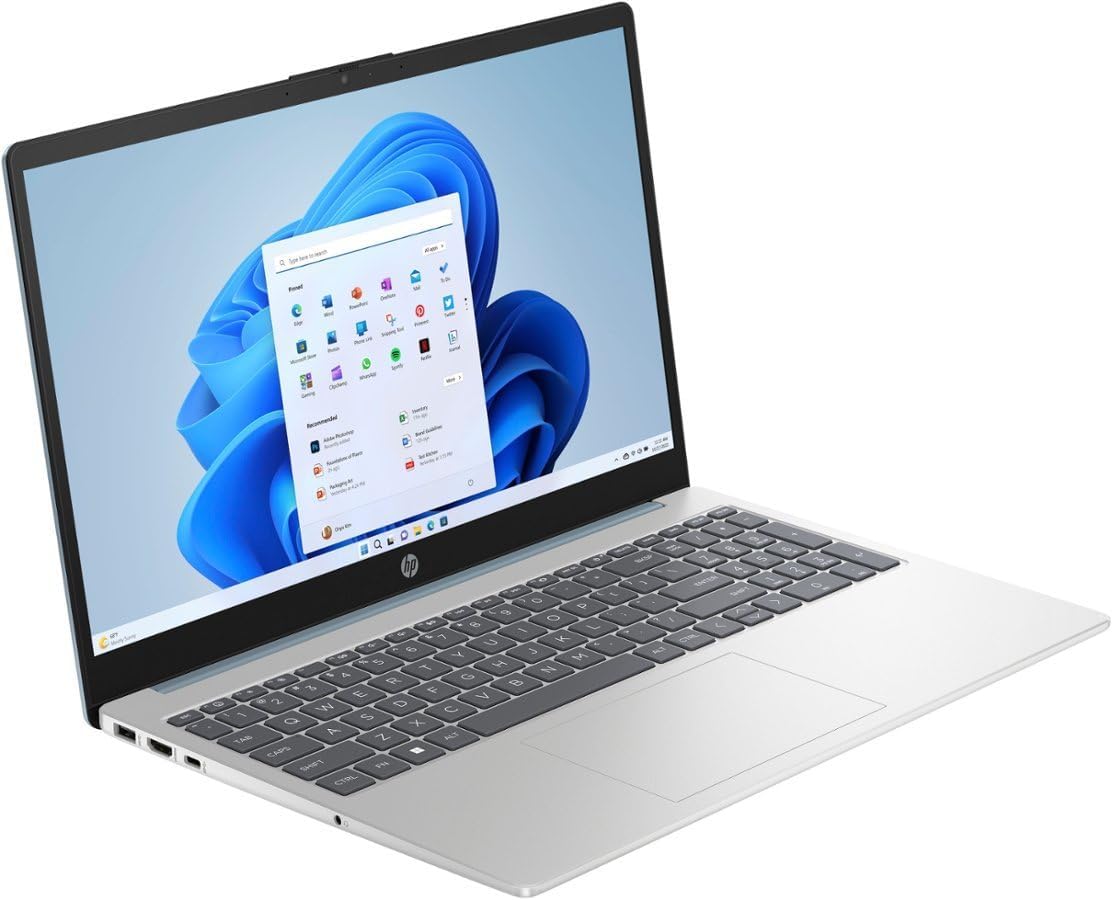 HP 15.6'' FHD Laptop | AMD Ryzen 5 7520U（Beat i7-1255U | Integrated AMD Radeon Graphics | 16GB RAM DDR5 | 256GB SSD | Windows 11 Home | Bundle with USB 3.0 Hub, Silver