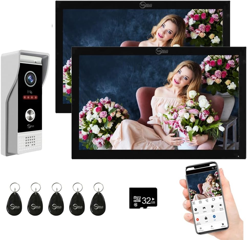 Wired Video Doorbell Apartment Intercom System with 1080P HD Camera,2PC 10 Inch Touch Screen Monitor,3 in 1 Unlock,Motion Detect,TUYA WiFi Smart Home Video Intercom Door Phone Kits for Villa Home