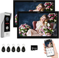 Wired Video Doorbell Apartment Intercom System with 1080P HD Camera,2PC 10 Inch Touch Screen Monitor,3 in 1 Unlock,Motion Detect,TUYA WiFi Smart Home Video Intercom Door Phone Kits for Villa Home