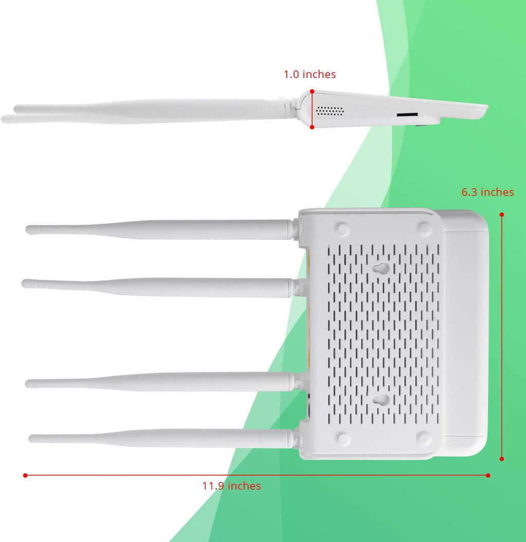 4G LTE CPE Unlocked 4G Wireless WiFi Router with SIM Card Slot-300Mbps WiFi Hotspot Router，Support T-Mobile and ATT (4 Antenna)