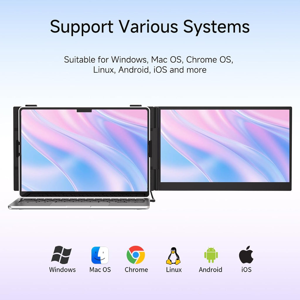 ROYY 14' Laptop Screen Extender, 0.19' Ultra-Thin Portable Monitor, FHD 1080P Dual Screen for 13-17' Laptops, Plug & Play USB-C/HDMI, Travel Monitor Compatible with Windows, Mac, Android, Switch, PS5