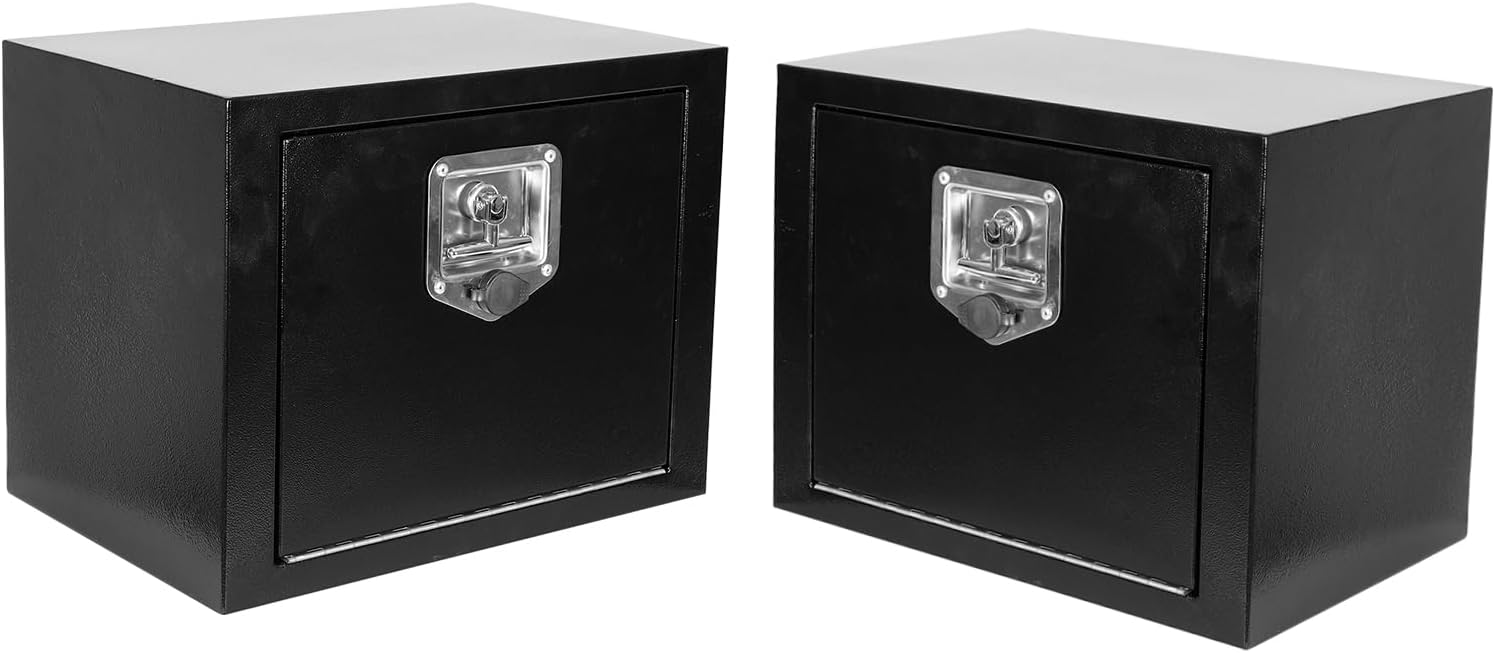 18 Inch Underbody Tool Boxes Set of 2,Underbody Truck Box w/T-Handle Latch and keys for Pickup Truck,Utility Tractor,RV,Waterproof Tool Chest For Storage & Organization-18 × 12 × 14 inch