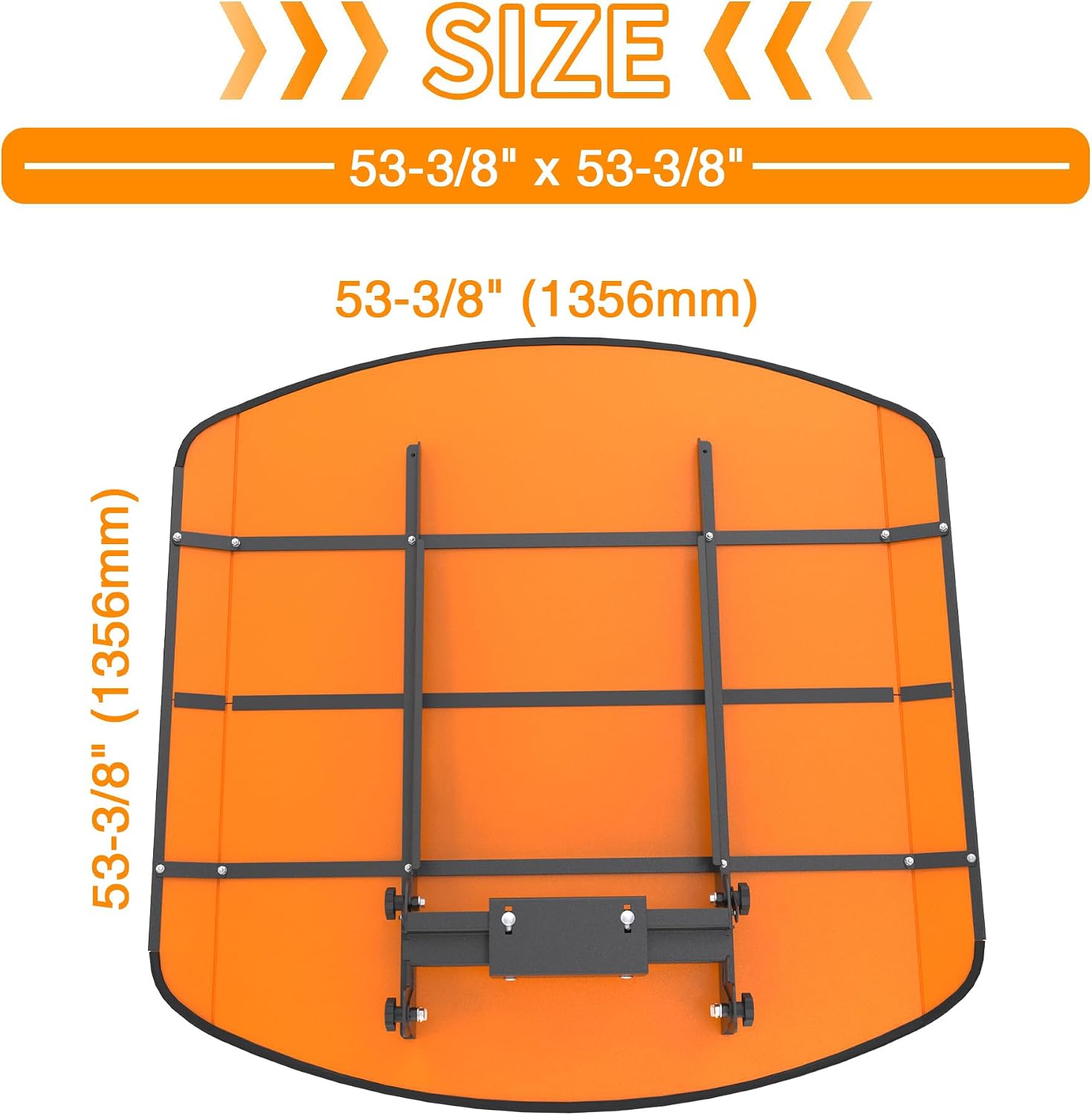 Orange Tractor Canopy for ROPS 53-3/8' x 53-3/8' – Sunshade Roof for Lawn Mowers, Heavy-Duty Mounting Brackets, Non-Fading High-Density Thermoplastic (Adds About 4' to Tractor Height)