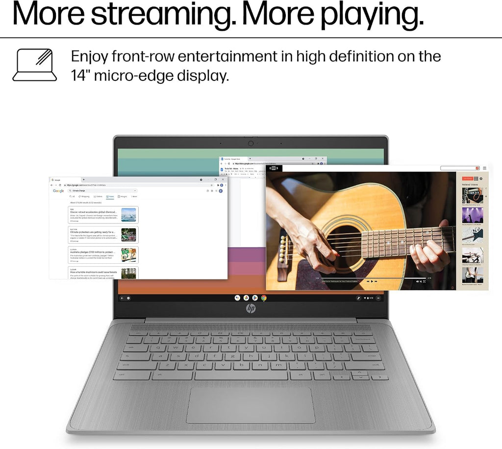 HP Chromebook 14 Laptop (14' Anti-Glare, Intel Celeron N4500, 4GB RAM, 192GB Storage (64GB + 128GB SD)) for Home & Student, Lightweight, Fast Charge, 10-Hr Battery Life, IST HUB, Wi-Fi 6, Chrome OS