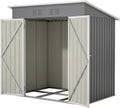 6 x 4 FT Outdoor Storage Shed, Metal Garden Shed with Floor Frame, Small Tool Sheds Outdoor Storage with Lockable Sliding Doors & Air Vents, Storage House Waterproof for Backyard, Lawn, Grey