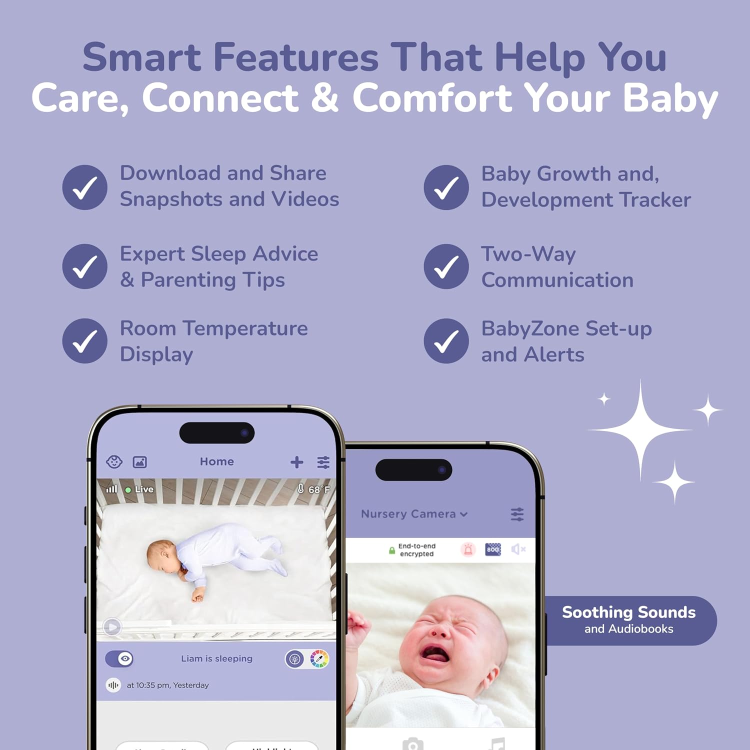 HUBBLE CONNECTED Nursery Pal Skyview Baby Monitor — 5in HD Baby Monitor with Camera and Audio, Remote Access via Smart Device, 7-Color Night Light, Sleep Trainer & Soother — Complete Nursery System