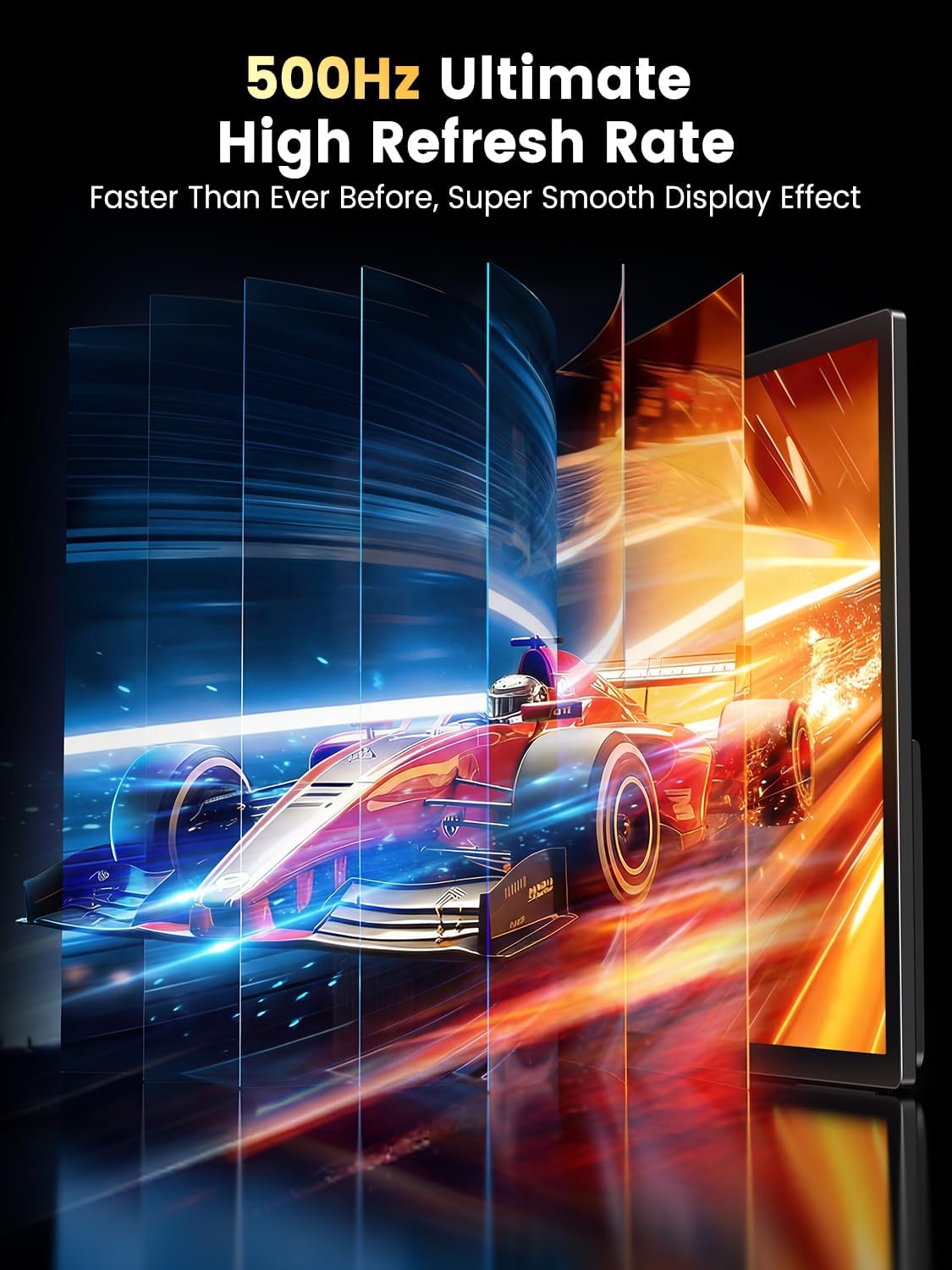 UPERFECT QLED Portable Gaming Monitor 500Hz 24.5'' Monitor, FreeSync 0.1ms, 125%sRGB 2000:1 600Nits, Built-in Stand, Speaker and VESA Mountable DP1.4 USB C HDMI Second Screen for Laptop, Game Console
