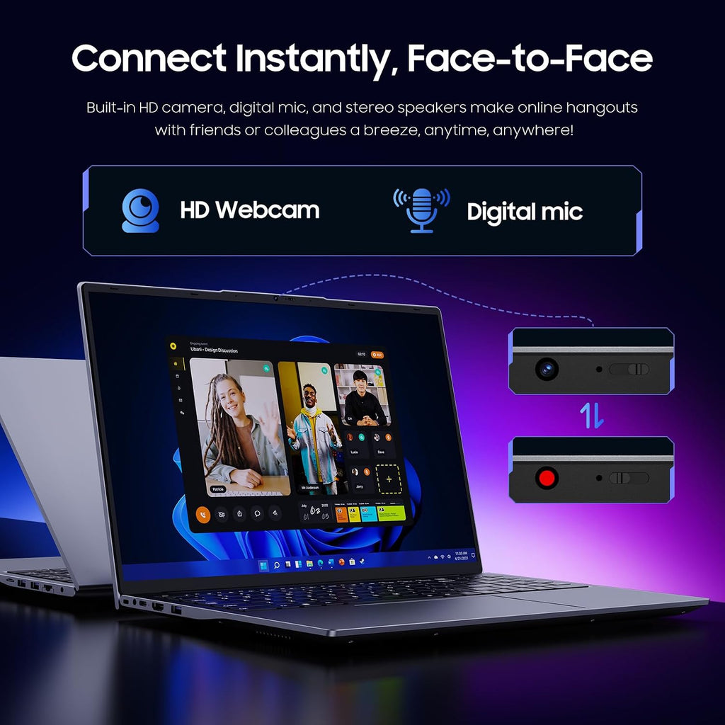 16' Core i5 Laptop, 16GB RAM, 512GB SSD, MS Office 2024, IPS(1920 x 1200) 16:10 Display, Win 11 Pro Notebook Computer with BT5.0 Wi-Fi, 3xUSB A, HDMI, RJ45, Backlit Keyboard, Space Grey