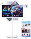 Bisprico 32 Inch UHD 4K Portable Smart TV on Wheels, Qualcomm Snapdragon 710 CPU, Built-in 8-10H Battery, 8+128GB, Android 14 OS Touch Screen Monitor, 8MP Camera, Full Swivel Rotation, Remote Control