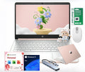 HP Ultra Thin 14' Laptop with Copilot, Intel N150, 8GB RAM, 384GB(128GB eMMC+256GB SD Card) • HUB • Mouse, Windows 11 Pro, 1-Year Office 365, Lightweight Rose Gold Notebook for Work & School
