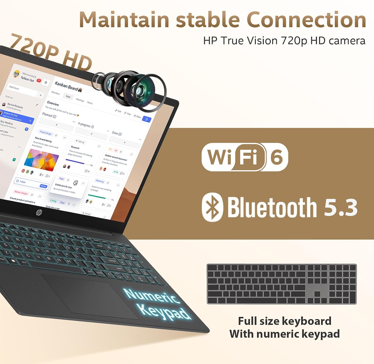 HP 255 G10 Business Laptop 15.6' FHD IPS Display, AMD Ryzen 7 7730U (8-Core), 32GB RAM, 1TB SSD, Windows 11 Pro, Copilot AI, WiFi 6, Bluetooth, Numeric Keyboard, with G255 Pro Accessory Kit Box