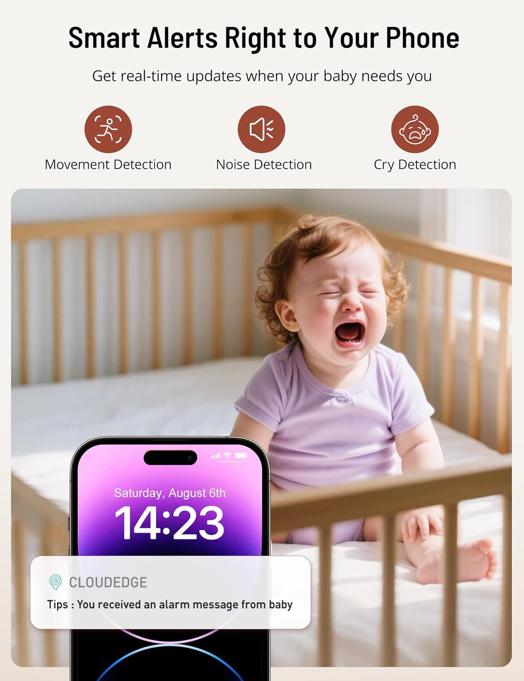 PARIS RHÔNE 2K Split-Screen Baby Monitor, 5' Smart Video Baby Monitor with 2 Cameras, Dual WiFi Cameras with App Control, Night Vision, Motion & Cry Alerts, Auto Tracking, RGB Night Light, Lullabies
