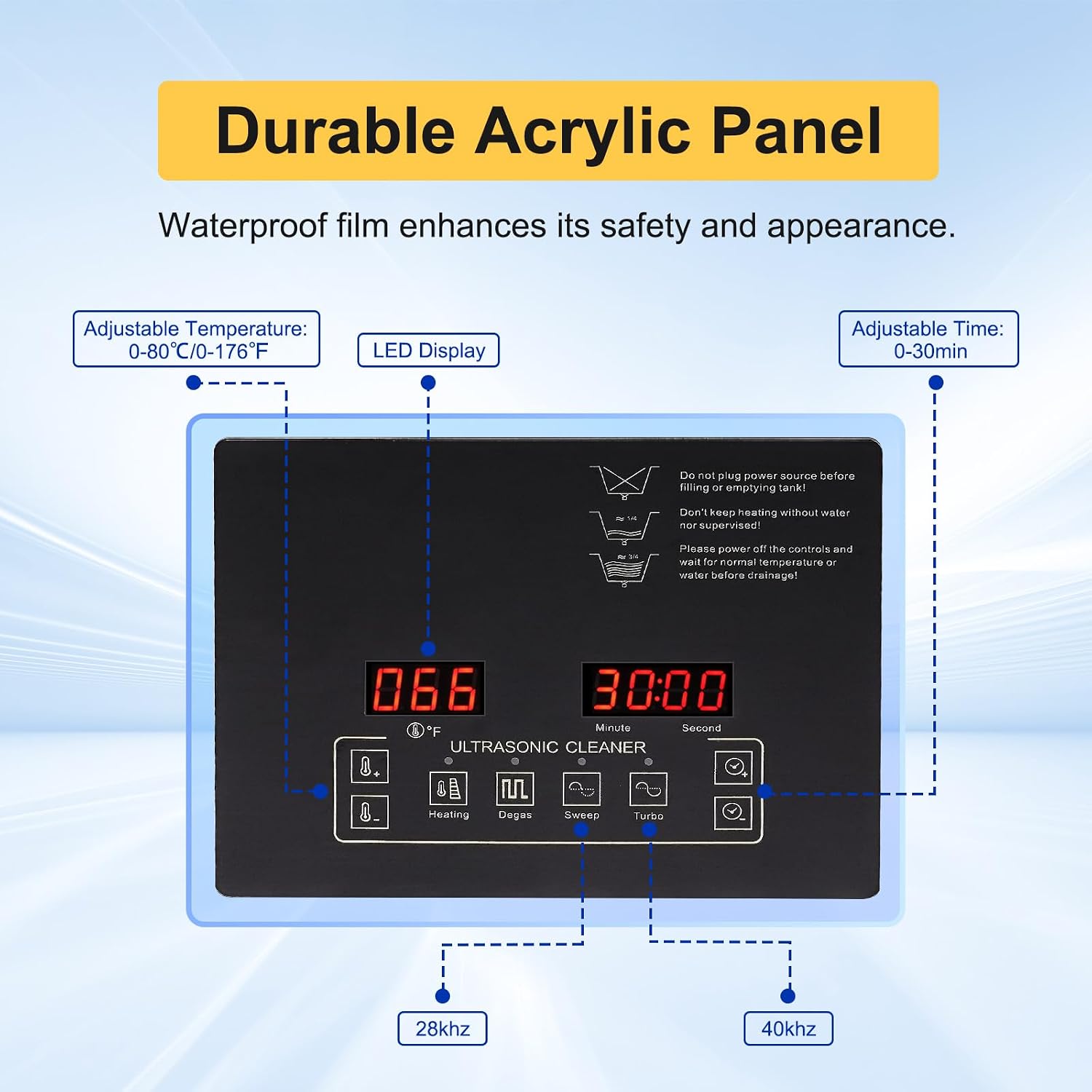 30L Ultrasonic Cleaning Machine,28/40khz Dual Frequency Ultrasonic Washing Machine,0-176℉ Adjustment Instrument Cleaner for Jewelry Glasses (10L)
