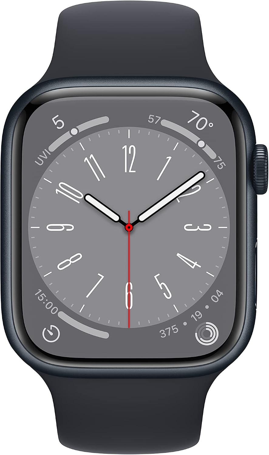 Apple Watch Series 8 [GPS, 45mm] - Midnight Aluminum Case with Midnight Sport Band, M/L (Renewed)