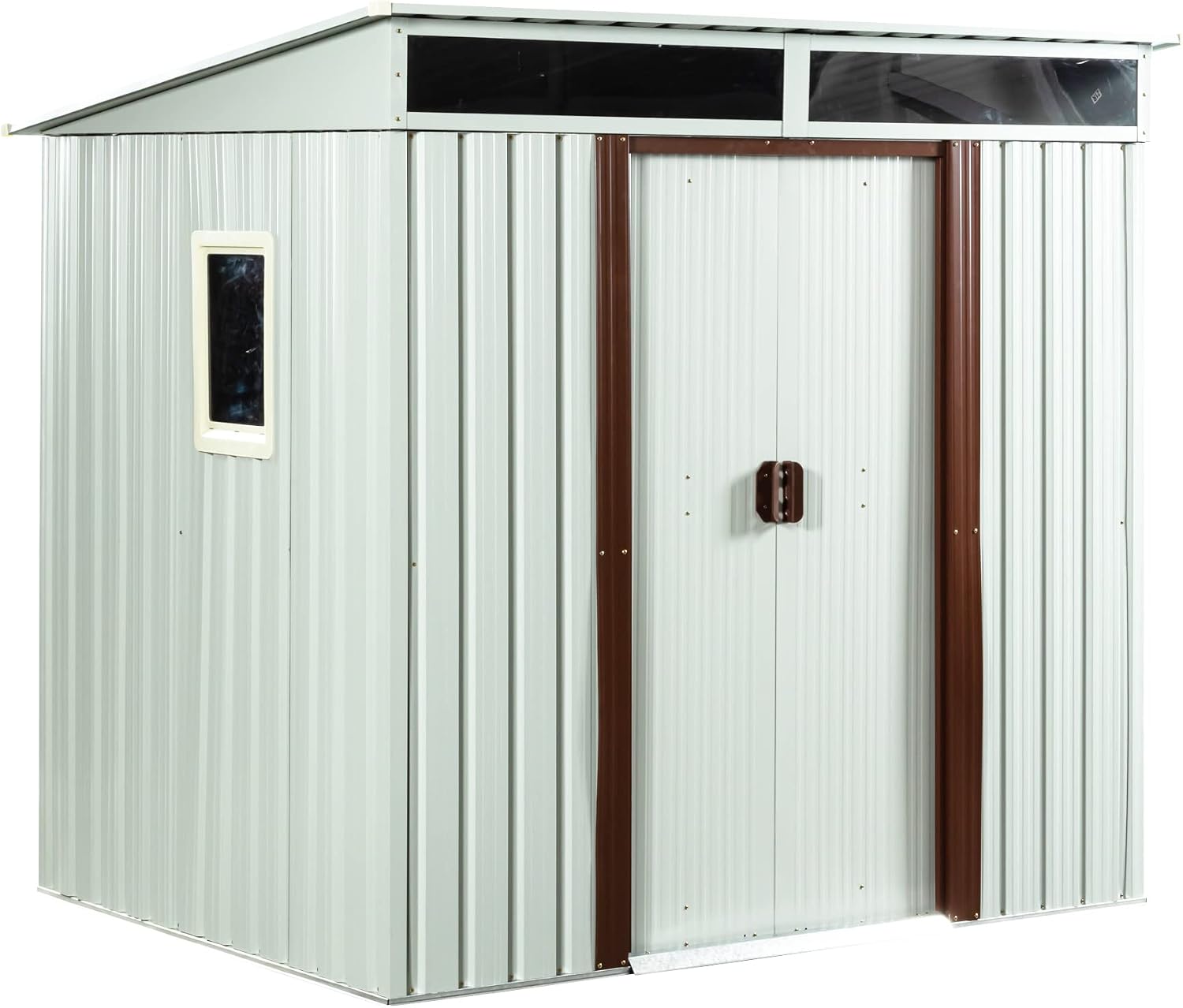 6X5 FT Outdoor Storage Shed, Waterproof Metal Garden Sheds with Lockable Door, Steel Tool Storage Buildings Shed & Outdoor Storage House for Garden, Backyard, Patio, Lawn, Trash Cans(White)