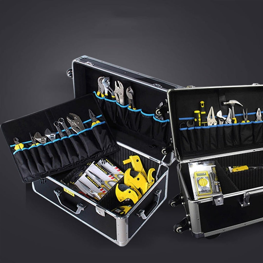 Portable Tool Box Portable Storage Tool Case Wheeled Carrying Case Equipment Storage Box with Telescoping Handle and Removable Shelves Small Parts Box (Size : M)
