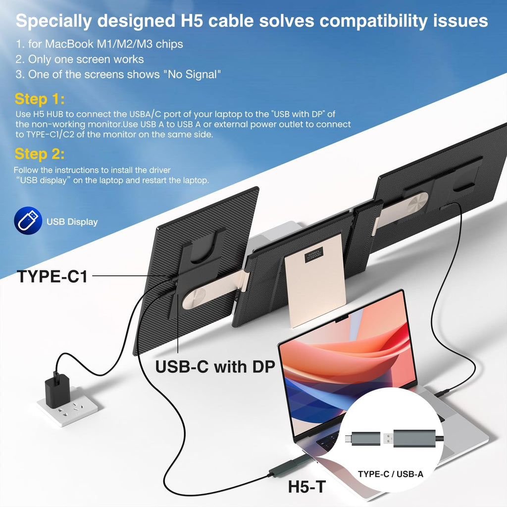 FLYTOCCA 16' Laptop Screen Extender, Updated 1200P FHD Portable Monitor with 16:10 Aspect Ratio Screen, Rotation Detachable Screen, Laptop Monitor Extender Compatible with Windows, Mac, Chrome