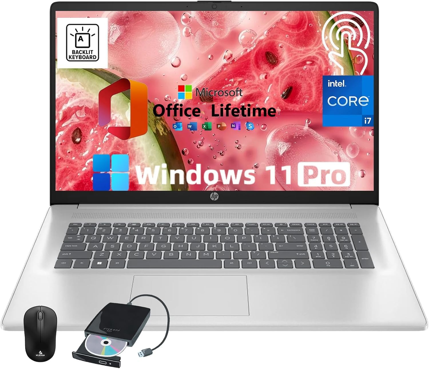 HP 17 inch Touchscreen Laptop Computer Business, MS Office, 17.3' HD+ Display, Intel 10-Core i7-150U(up to 5.4 GHz), Backlit Keyboard, Wi-Fi 6, Windows 11 Pro(32GB RAM|1 TB SSD)