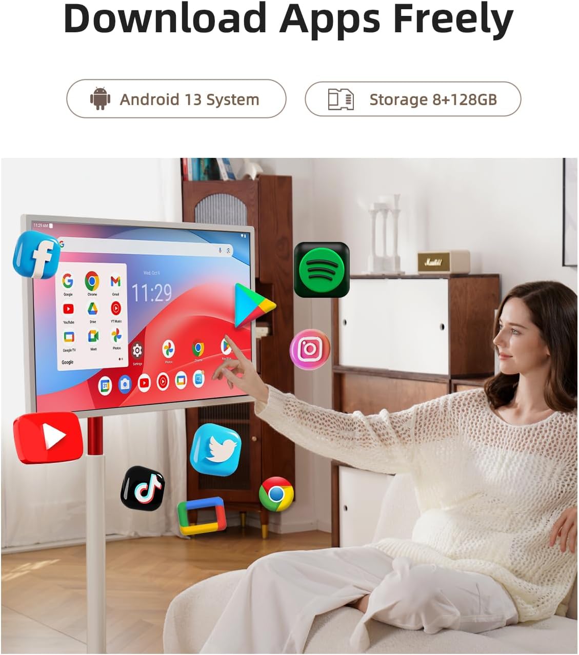 KTC MEGAPAD 32' 4K UHD Smart Portable TV, Google EDLA Certified, Touch Screen Portable Monitor, 8G RAM+128G Storage, 9500mAh Battery, Dual 6W Speakers, Full Swivel Rotation, Remote Control, A32Q7 Pro